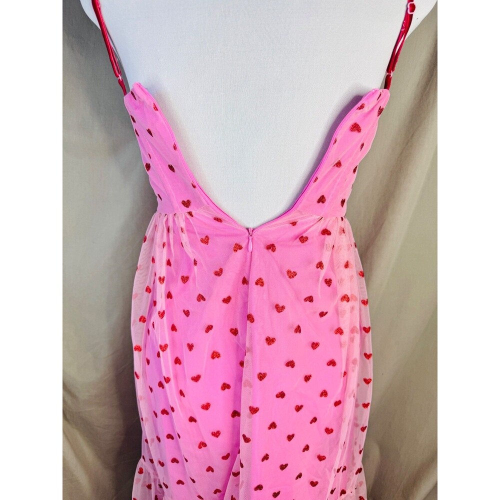 Betsey Johnson Heart Print Dress Bustier Midi Pink Feminine Coquette NWT S/XS/2 - Picture 6 of 6